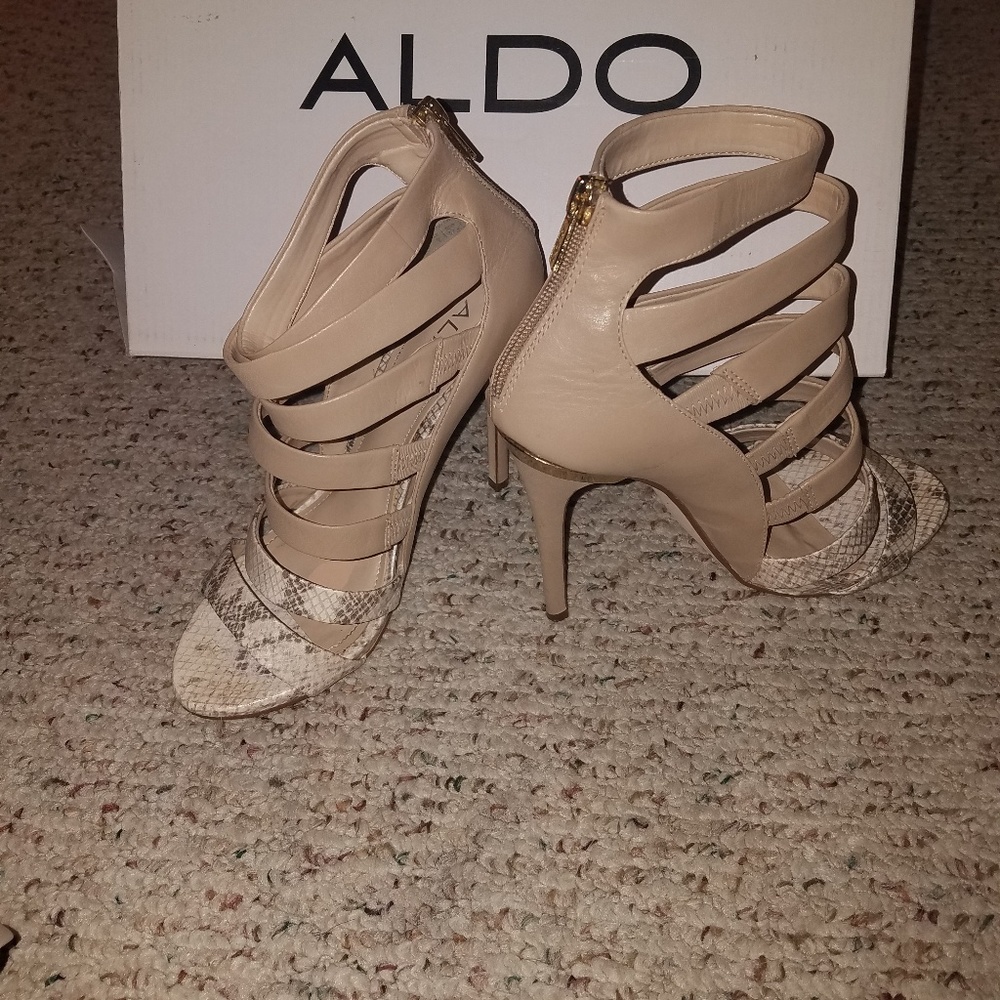 Nude snake skin heels